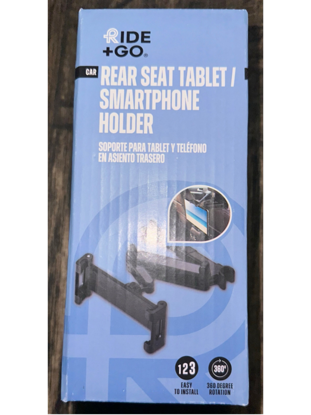 Ride + Go Car Rear Seat Tablet and Smartphone Holder Black One Size